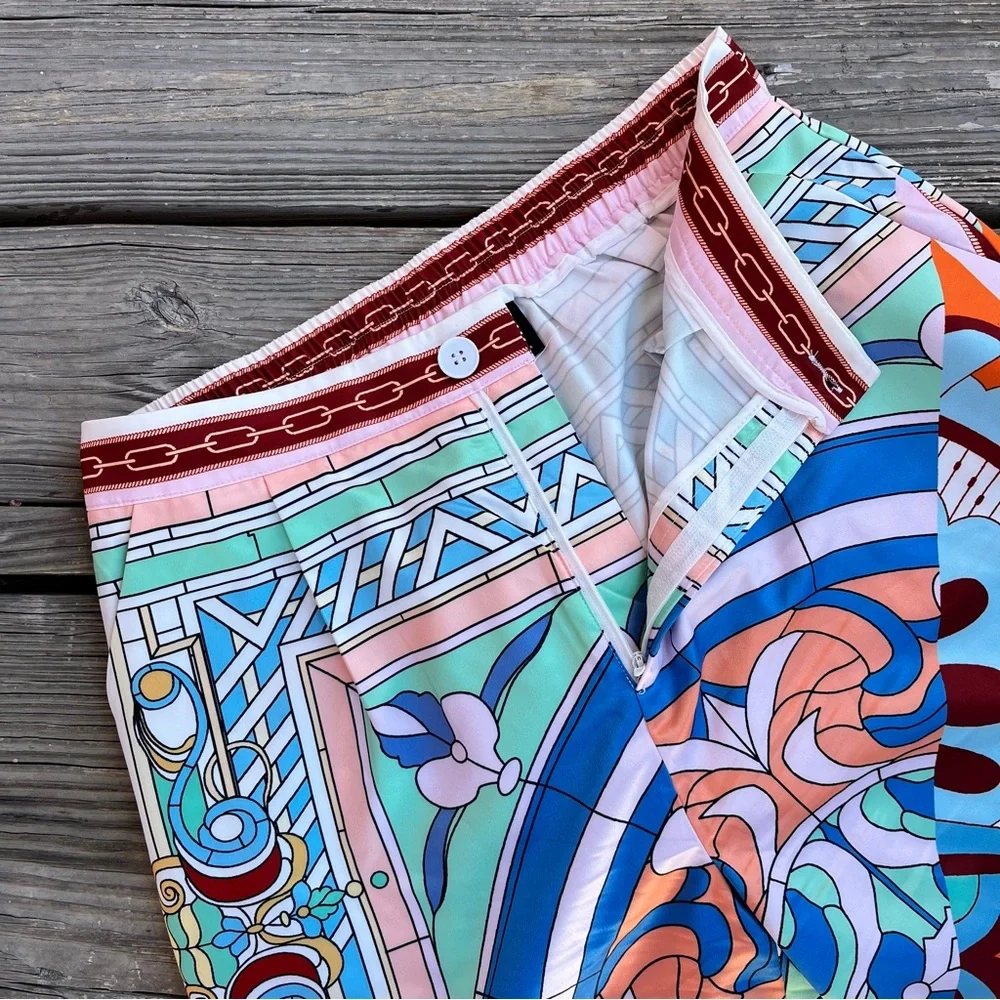 Stylewe Resort Wear Wide Leg Colorful Pants Size  Large